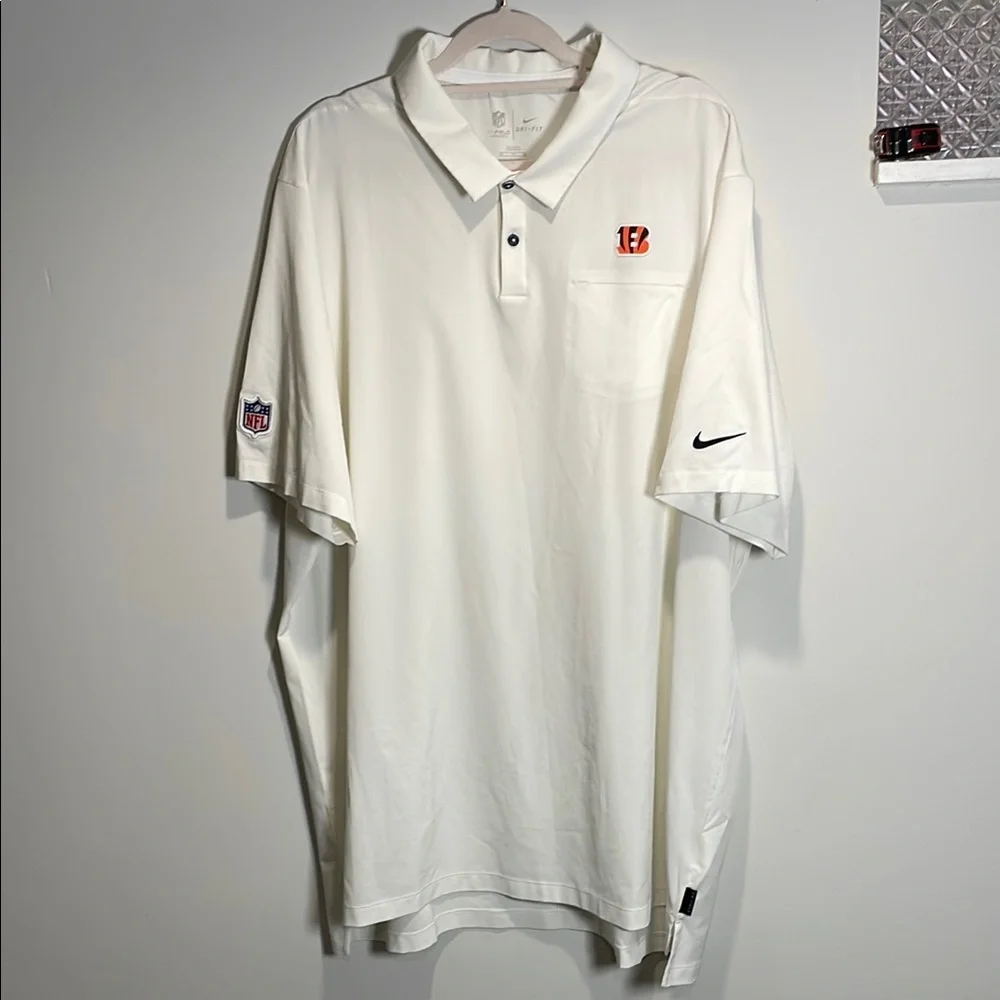 Nike Cincinnati Bengals NFL Polo Shirt White Logo Mens 3XL Dri-Fit